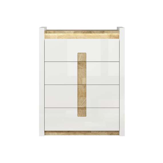 Kommode Alameda 97x123 cm - 4 skuffer - med belysning