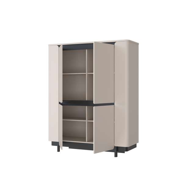 Skap Vodol 130x161 cm - 2 dører - beige sand - svart matt - avrundede kanter