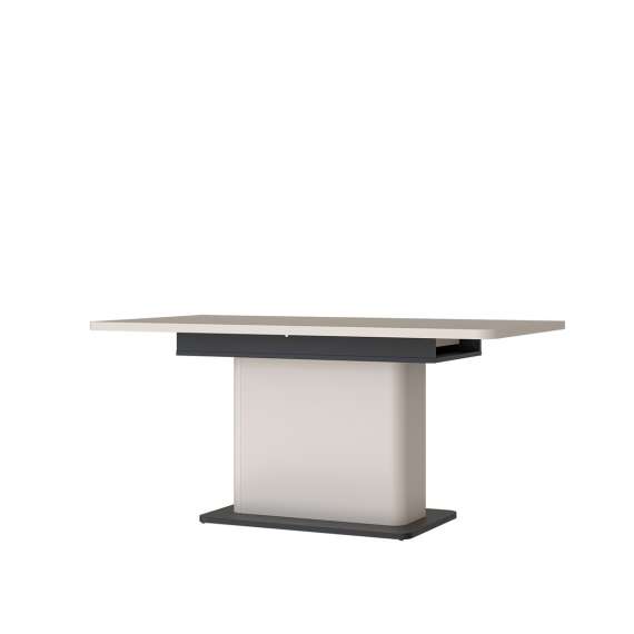 Spisebord Vodol 160-200x90 cm - beige sand - svart matt - med illeggsplater