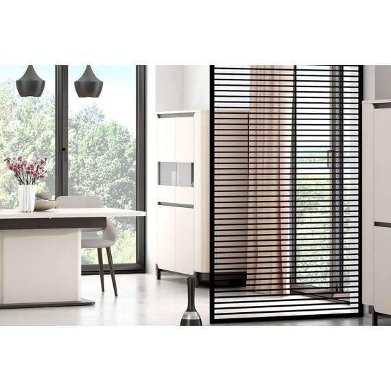 Spisebord Vodol 160-200x90 cm - beige sand - svart matt - med illeggsplater