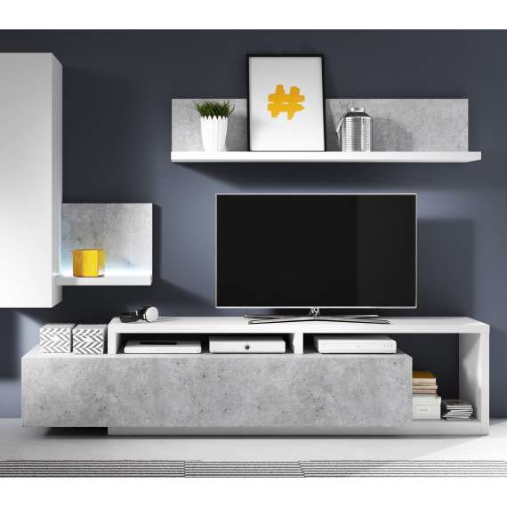 TV Seksjon Bota - Betonggrå - Hvit Matt
