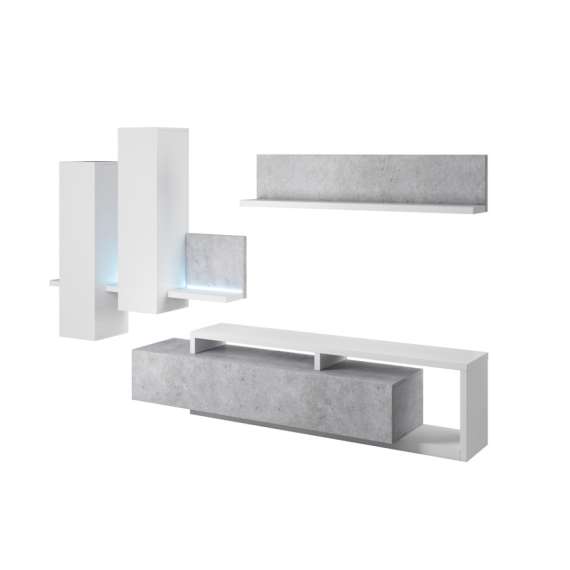 TV Seksjon Bota - Betonggrå - Hvit Matt