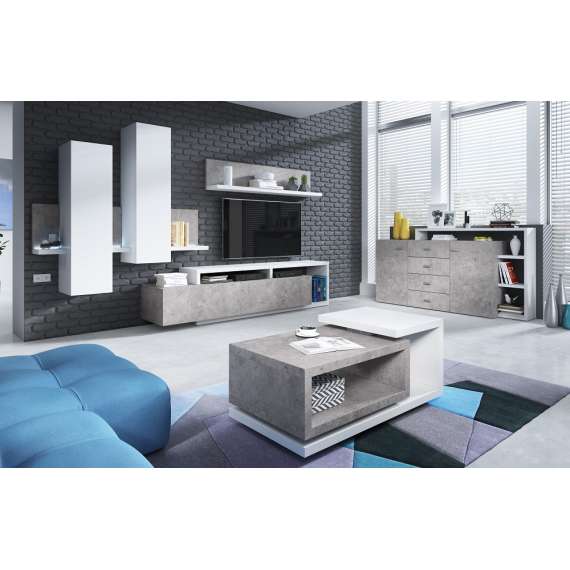 TV Seksjon Bota - Betonggrå - Hvit Matt