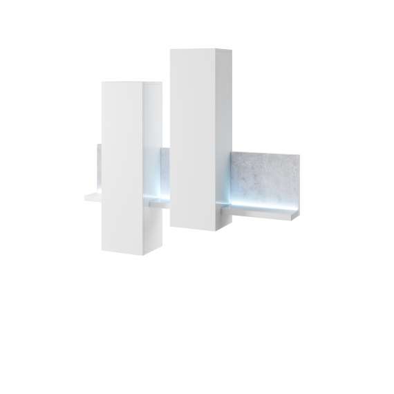 Veggskap Bota - med hylle - betong og hvit - med belysning