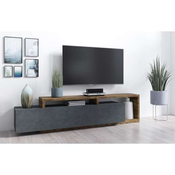 TV-Benk Bota 219 cm - Eikelook - Grå