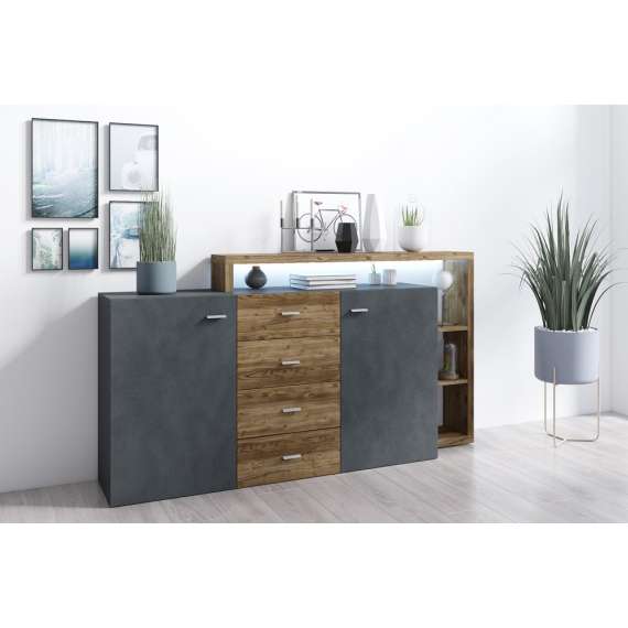 Skjenk Bota 180x98 cm - matera - 2 dører - 3 skuffer