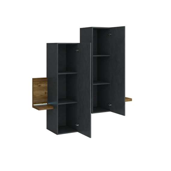 Veggskap Bota - med hyller - grå - trelook