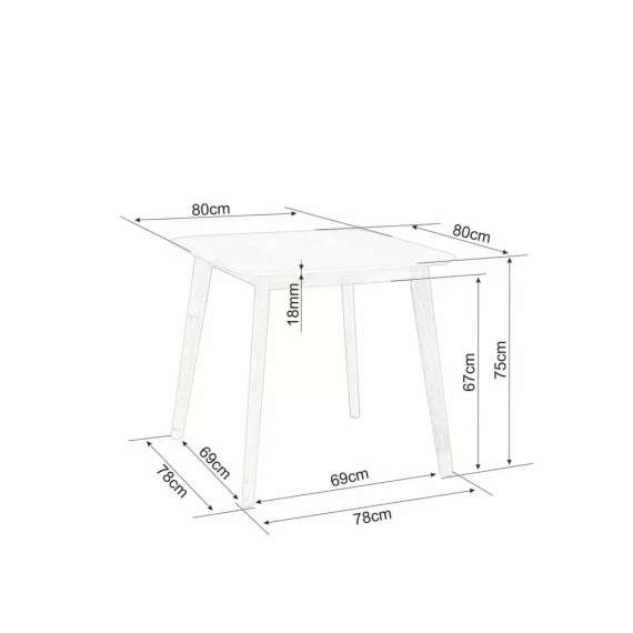 Spisebord Mosso 80x80 cm - eik