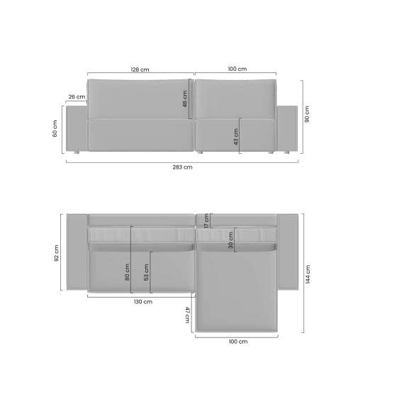Hjørnesofa Flabio 283x144 cm - sovesofa - flere farger