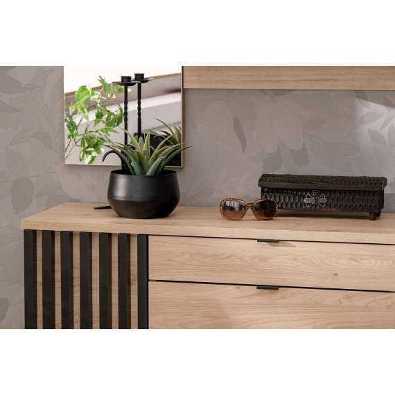 Skoskap Pedro 90x94 cm - hickory - svart matt spiler