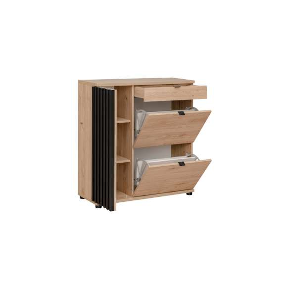 Skoskap Pedro 90x94 cm - hickory - svart matt spiler