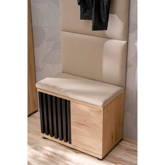 Polstret veggpanel Pedro - 60x156 - eik - beige