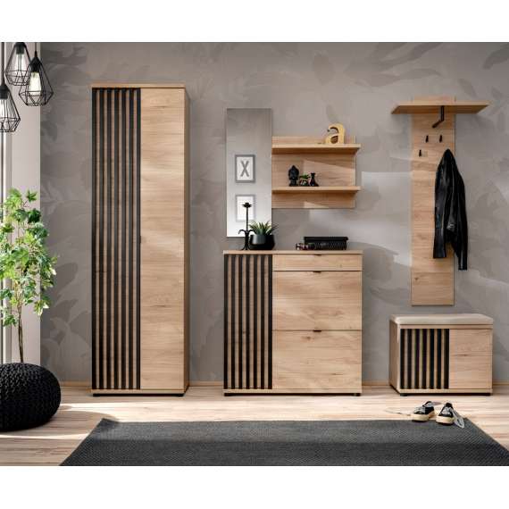 Speil med hylle Pedro - 90x90 cm - hickory