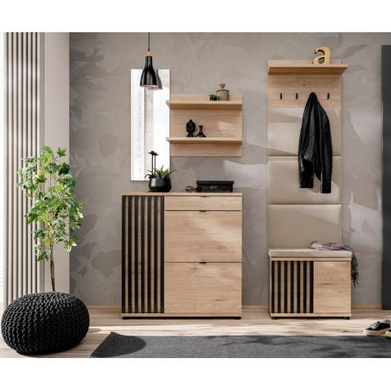 Speil med hylle Pedro - 90x90 cm - hickory