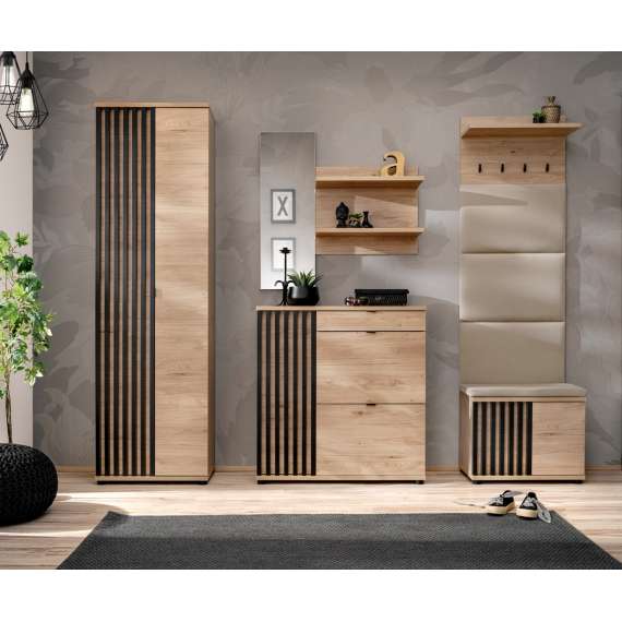 Speil med hylle Pedro - 90x90 cm - hickory