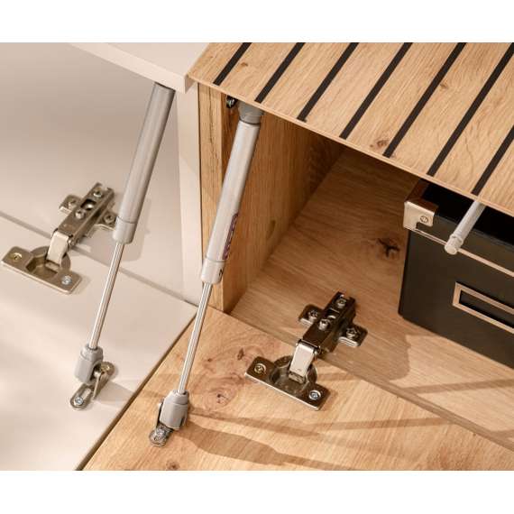 Tv-benk med veggpanel  Solo 186x132 cm - 3 dører - cashmere - eik artisan