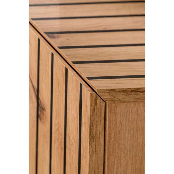 Tv-benk med veggpanel  Solo 186x132 cm - 3 dører - cashmere - eik artisan