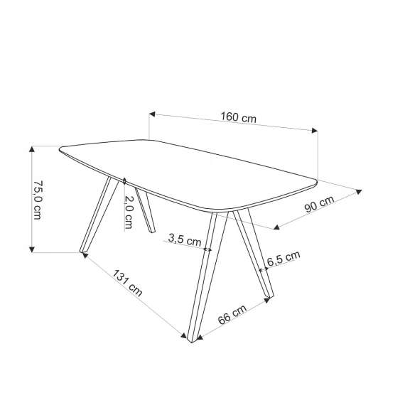 Spisebord Miguel 160x90 cm - valnøtt
