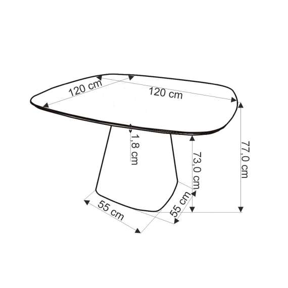 Spisebord Flavio 120x120 cm - hvit