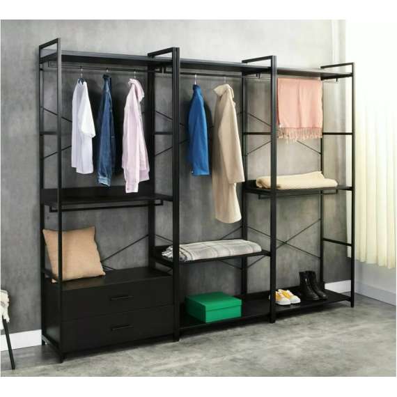 Entrémøbel RIN C 80x200 cm - sort matt - hyller