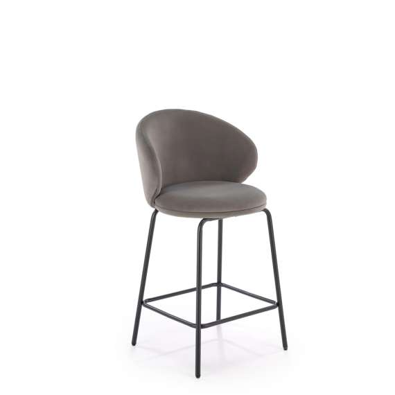 Barstol Madrid - velvet grå - sorte ben