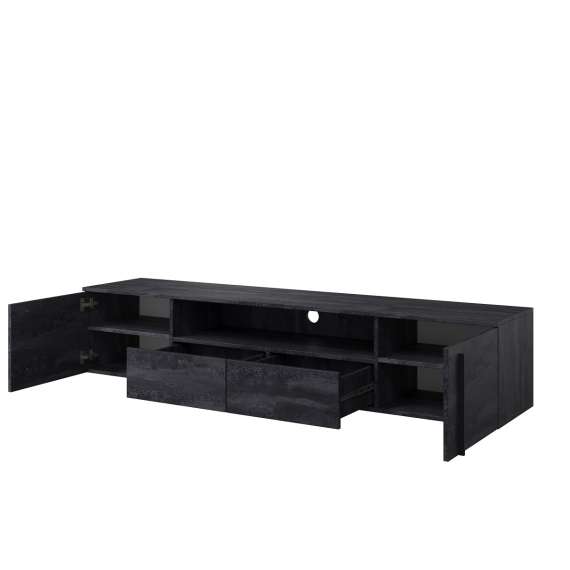 Tv-benk Larena 200x40 cm - sort betong - vegghengt