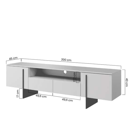 Tv-benk Larena 200x40 cm - sort betong