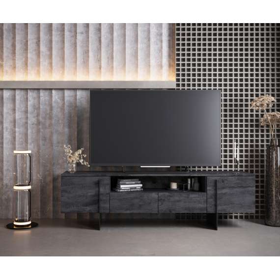 Tv-benk Larena 200x40 cm - sort betong