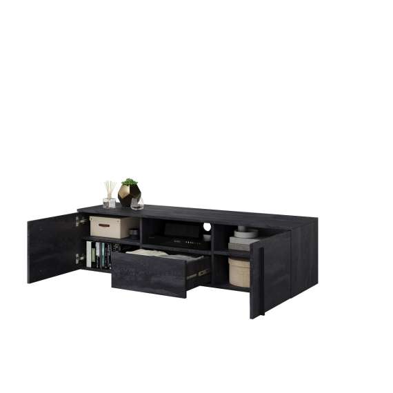 Tv-benk Larena 150x40 cm - sort betong - vegghengt