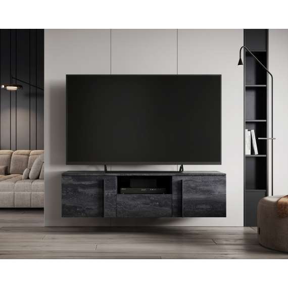Tv-benk Larena 150x40 cm - sort betong - vegghengt
