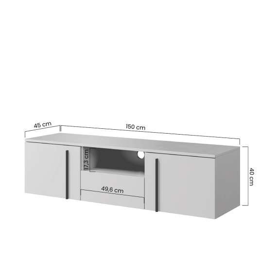 Tv-benk Larena 150x40 cm - sort betong - vegghengt
