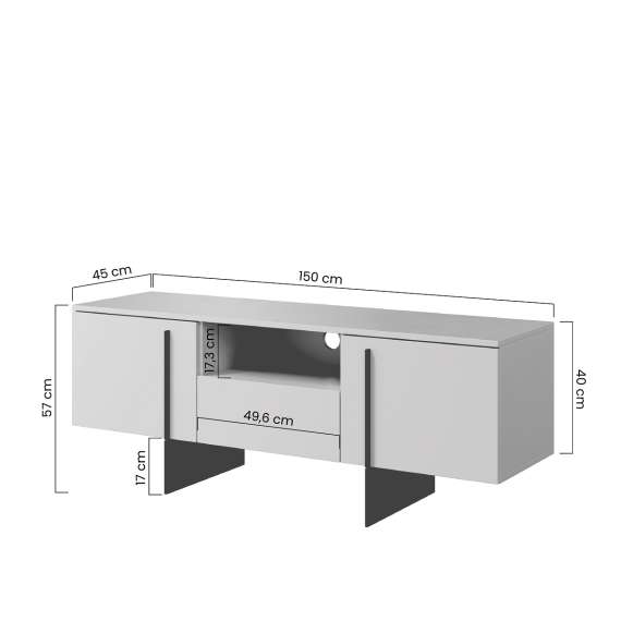 Tv-benk Larena 150x40 cm - sort betong