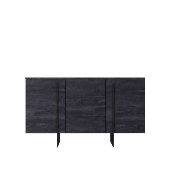 Skjenk Larena 150x87 cm - sort betong - 2 dører - 3 skuffer