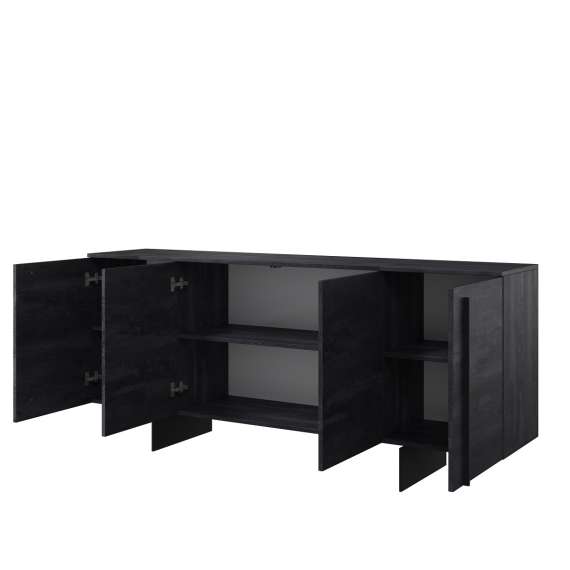 Skjenk Larena 200x87 cm - sort betong - 4 dører