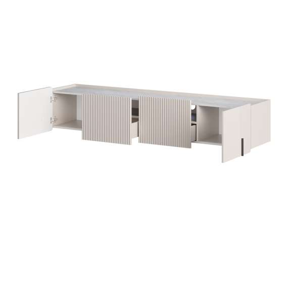 Vegghengt tv-benk Malmi - 200x40 cm - cashmere - 2 dører - 2 skuffer