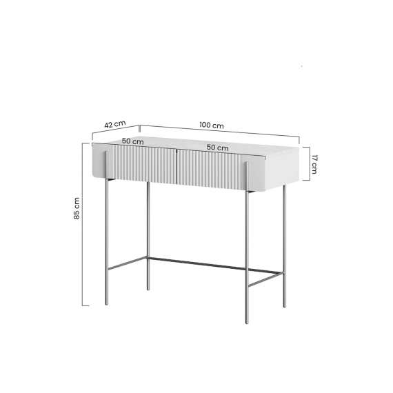 Sminkebord Malmi - 100x42 cm - cashmere - 2 skuffer