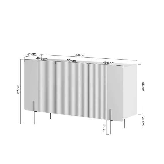 Skjenk Malmi - 150x87 cm - cashmere - 3 dører