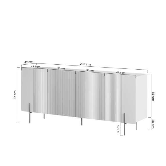 Skjenk Malmi - 200x87 cm - cashmere - 4 dører