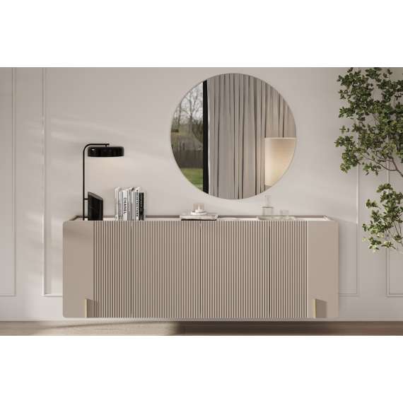 Vegghengt skjenk Malmi - 200x87 cm - cashmere - 4 dører