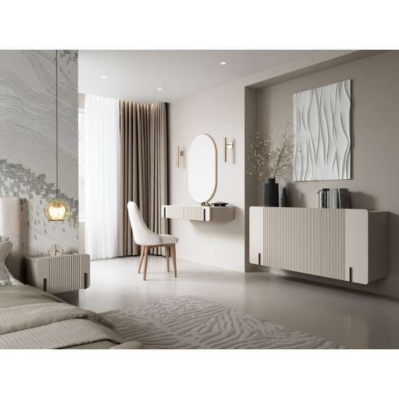 Vegghengt skjenk Malmi - 200x87 cm - cashmere - 4 dører