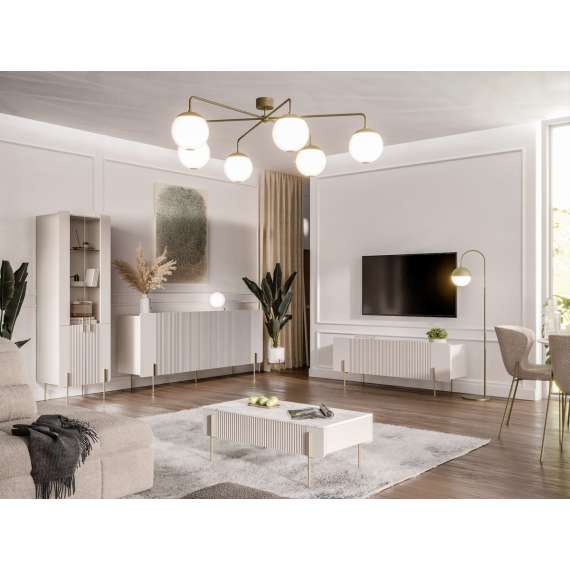 Vitrineskap Malmi - 60x190 cm - cashmere - 4 dører