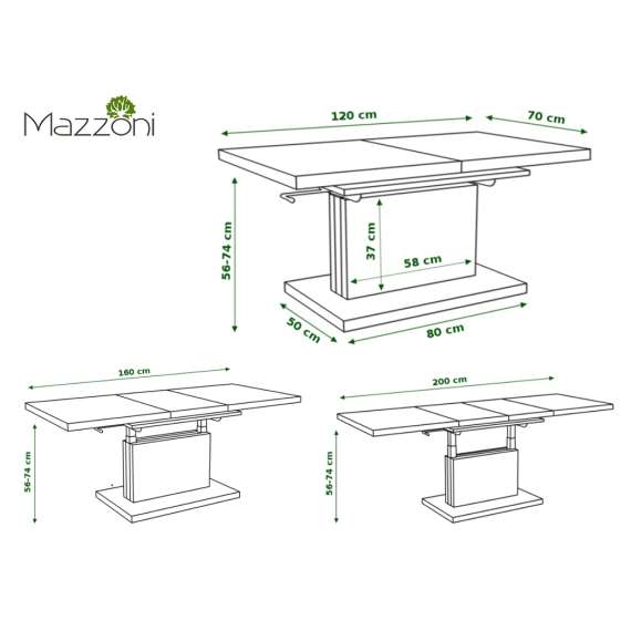 Stuebord Aston 120x70 cm - brun eik - hev/senk