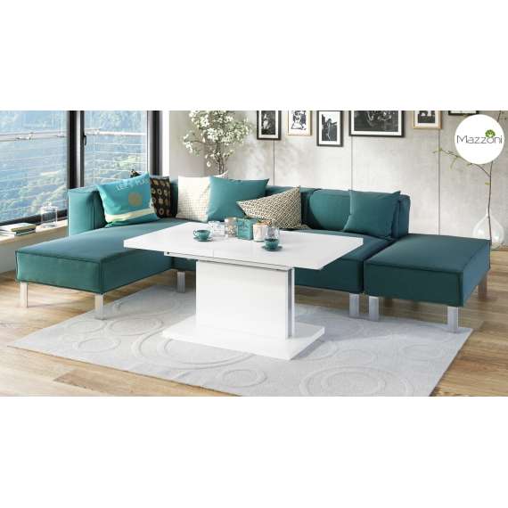 Sofabord Aston 120-200x70 cm - hvit matt - hev/senk