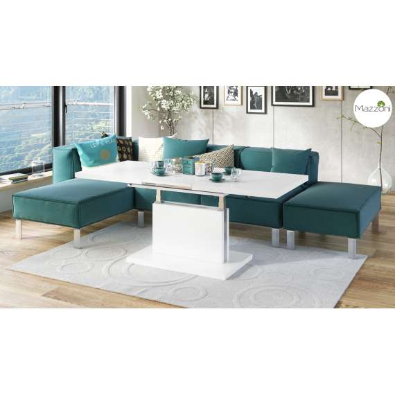 Sofabord Aston 120-200x70 cm - hvit matt - hev/senk