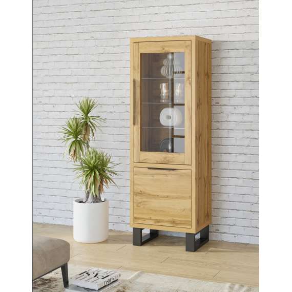 Vitrineskap Halle 64x190 cm Tre look