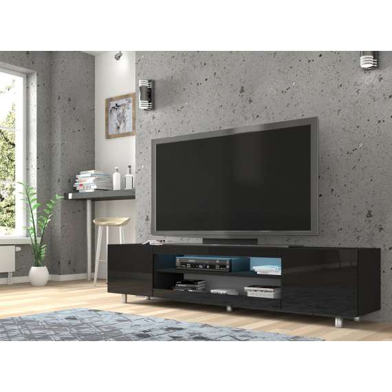 TV-benk Kate 189 cm - Svart Høyglans - 2 dører