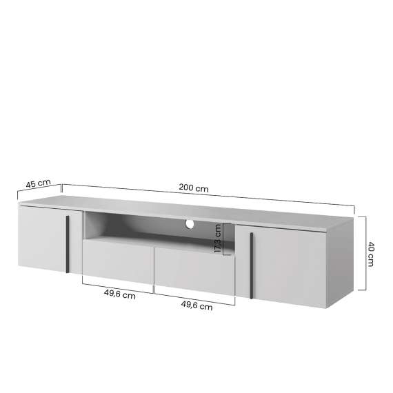 Tv-benk Larena 200x40 cm - cashmere - vegghengt