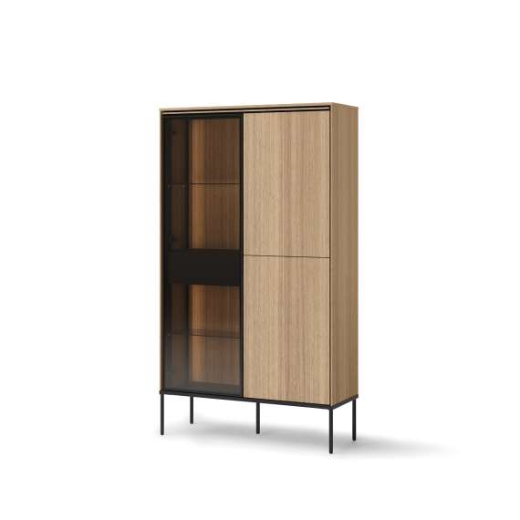 Vitrineskap Visso 91x158 cm - eik - med LED lys