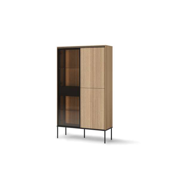 Vitrineskap Visso 91x158 cm - eik - med LED lys