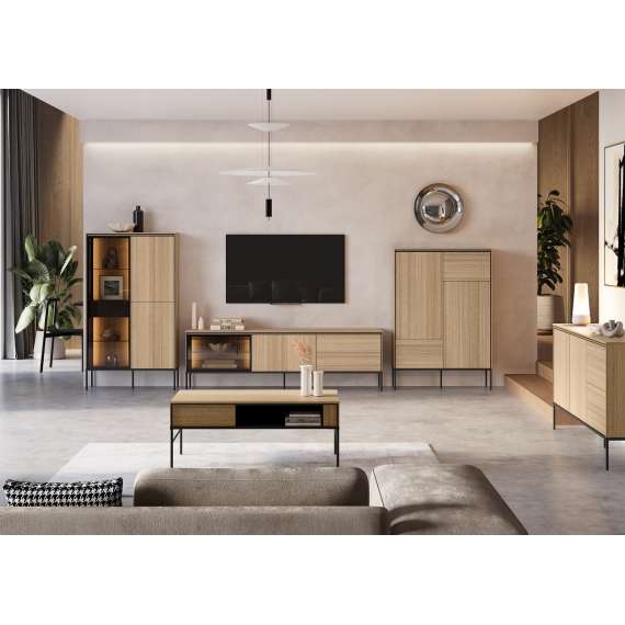 Skjenk Visso 201x85 cm - eik - med LED lys